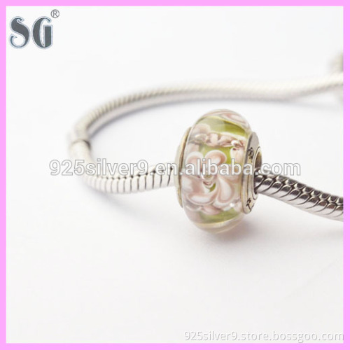 alibaba china lace 925 sterling silver core charms flower pattern filling glass beads